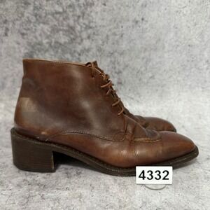 Vintage Joan Helpern Signature Ankle Boots Women 7.5 Brown Leather Italy